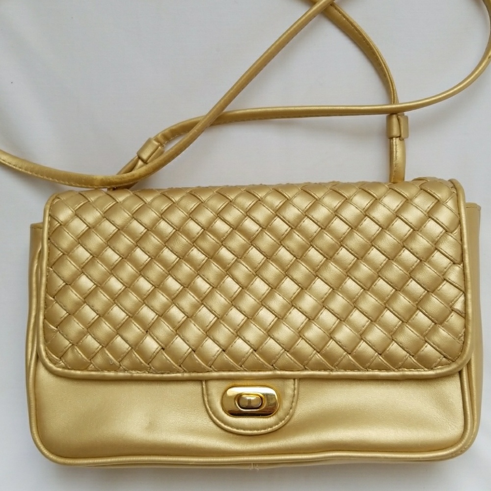 Jennifer Moore faux leather gold back